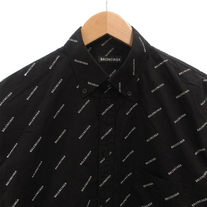 Balenciaga BD Shirt Button Down Jacket Logo Print All Over Pattern Cotton 36 — view 3