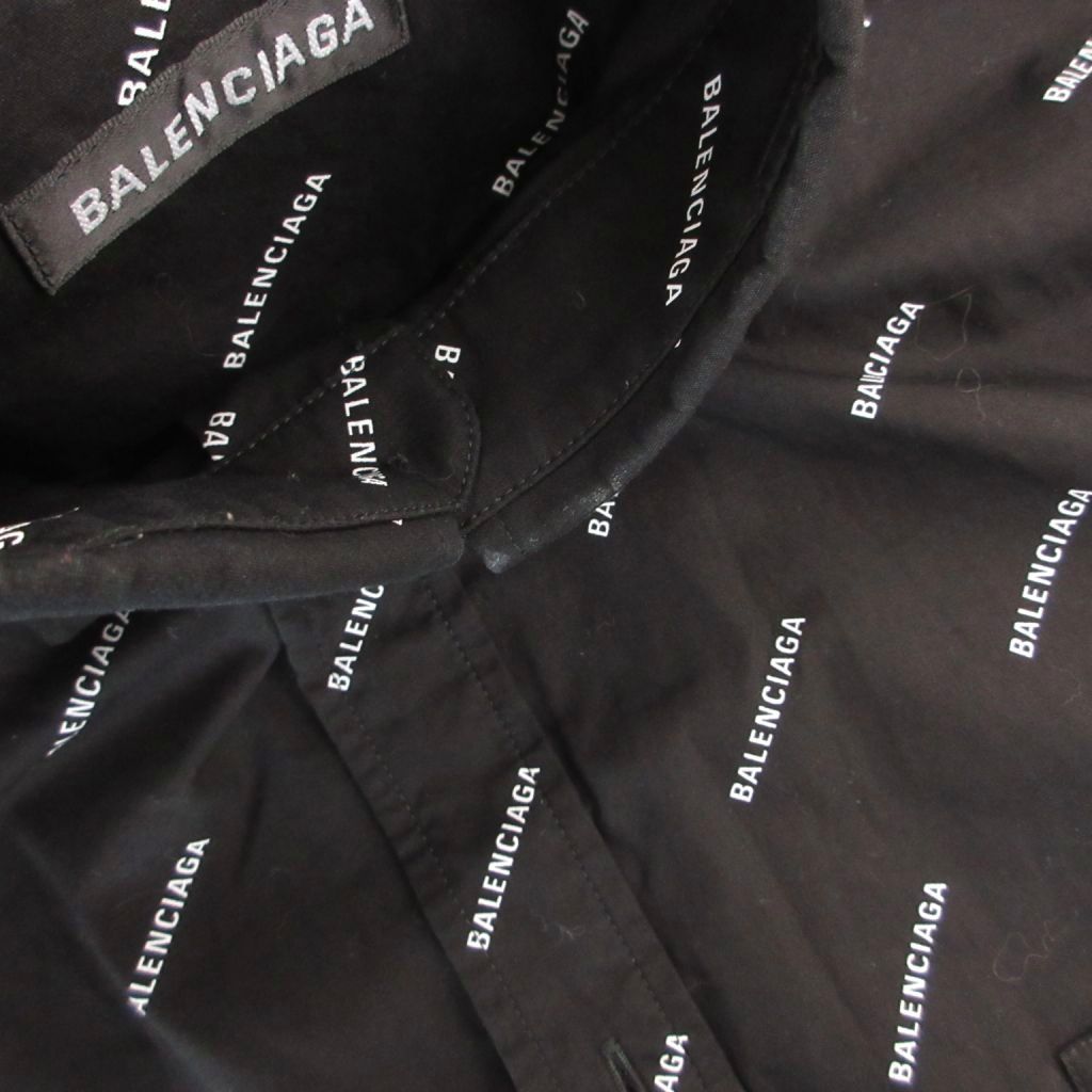 Balenciaga BD Shirt Button Down Jacket Logo Print All Over Pattern Cotton 36 — view 7