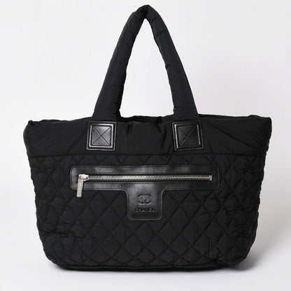 Chanel Coco Cocoon Nylon Tote Bag Quilted CC Mark CC Logo Silver