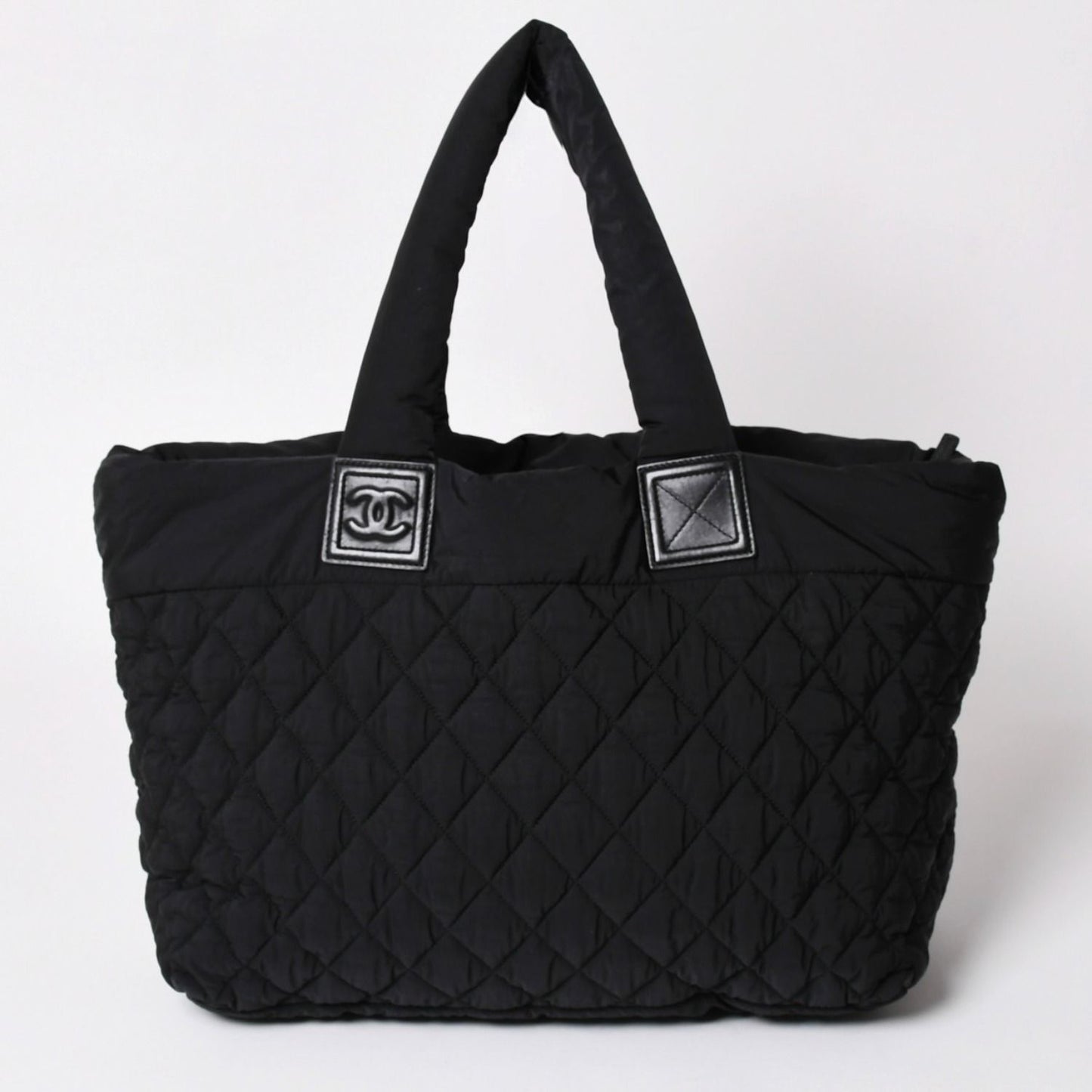 Chanel Coco Cocoon Nylon Tote Bag Quilted CC Mark CC Logo Silver — view 2