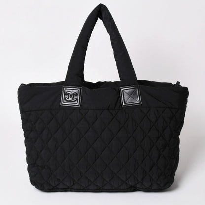 Chanel Coco Cocoon Nylon Tote Bag Quilted CC Mark CC Logo Silver — view 2