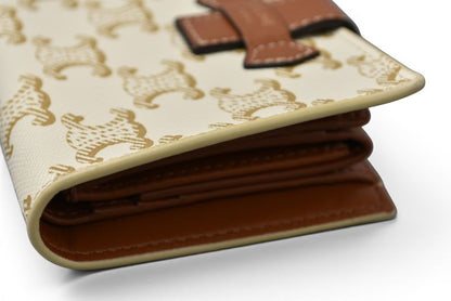 Celine Wallet Bifold Mini Triomphe Strap Ivory Brown — view 5