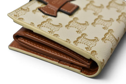 Celine Wallet Bifold Mini Triomphe Strap Ivory Brown — view 6