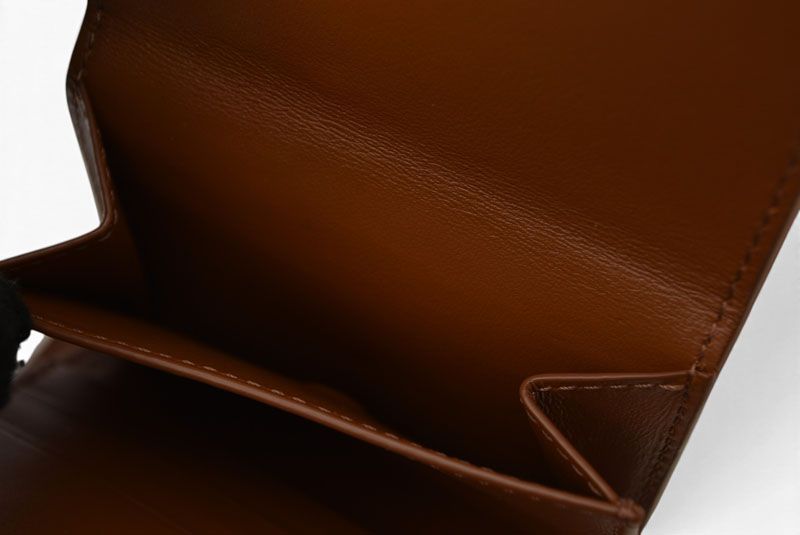 Celine Wallet Bifold Mini Triomphe Strap Ivory Brown — view 9