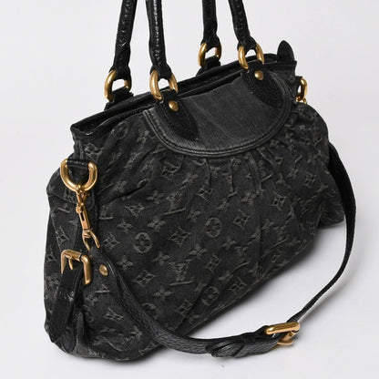 Louis Vuitton Neo Cabby MM Handbag Monogram Denim Black 2-Way Gold — view 3