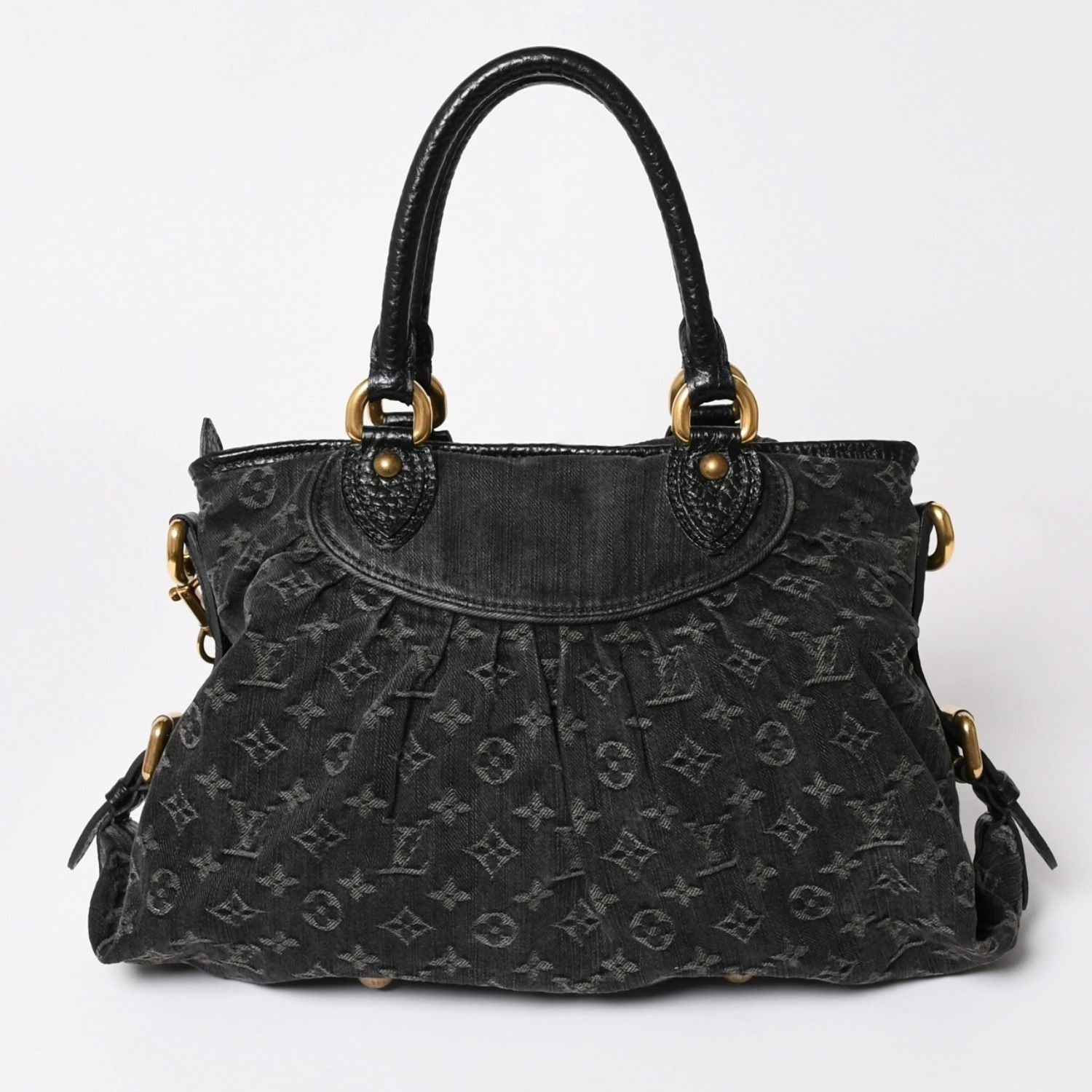 Louis Vuitton Neo Cabby MM Handbag Monogram Denim Black 2-Way Gold — view 2