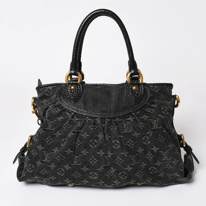 Louis Vuitton Neo Cabby MM Handbag Monogram Denim Black 2-Way Gold — view 2