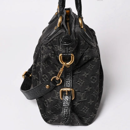Louis Vuitton Neo Cabby MM Handbag Monogram Denim Black 2-Way Gold — view 4