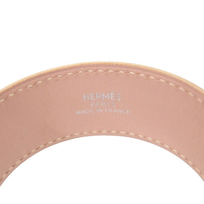 Hermes Armitemis Leather Metal Pink Beige Silver Bracelet — view 2