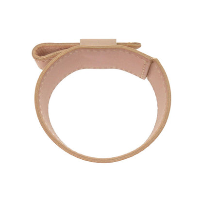 Hermes Armitemis Leather Metal Pink Beige Silver Bracelet — view 3