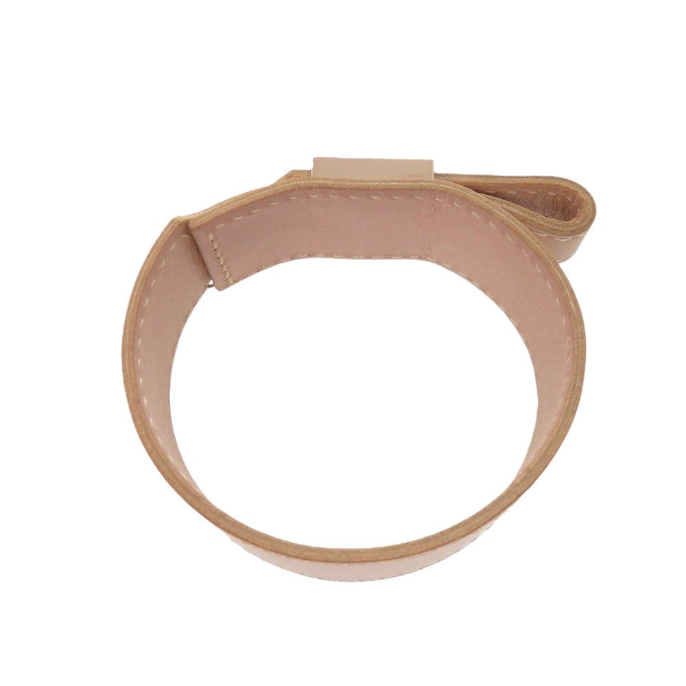 Hermes Armitemis Leather Metal Pink Beige Silver Bracelet — view 4