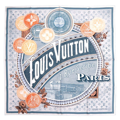 Louis Vuitton Carre 90 Merveilles Silk Blue LV Scarf