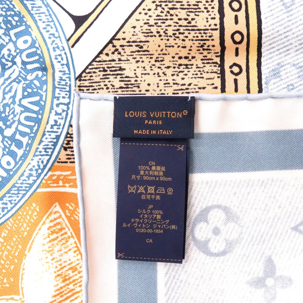 Louis Vuitton Carre 90 Merveilles Silk Blue LV Scarf — view 4