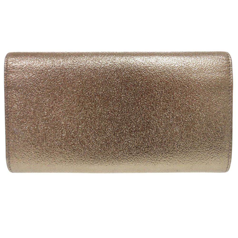 Saint Laurent Paris Logo Metallic Wallet Leather Gold — view 3