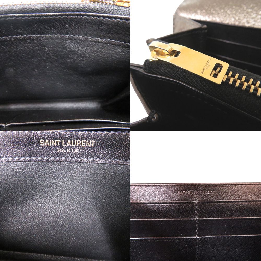Saint Laurent Paris Logo Metallic Wallet Leather Gold — view 8