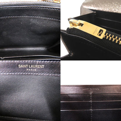 Saint Laurent Paris Logo Metallic Wallet Leather Gold — view 8