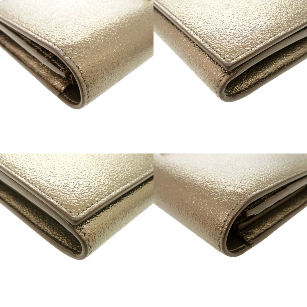 Saint Laurent Paris Logo Metallic Wallet Leather Gold — view 4