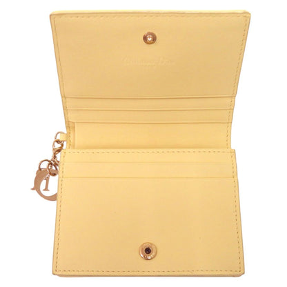 Dior Cannage Lady Calf Yellow Bifold Wallet Handbag — view 4