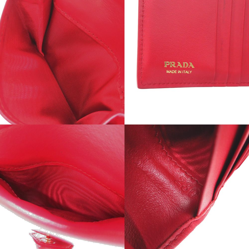 Prada Triangle Logo Saffiano Leather Red Bi Foldwallet — view 6