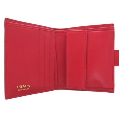 Prada Triangle Logo Saffiano Leather Red Bi Foldwallet — view 4