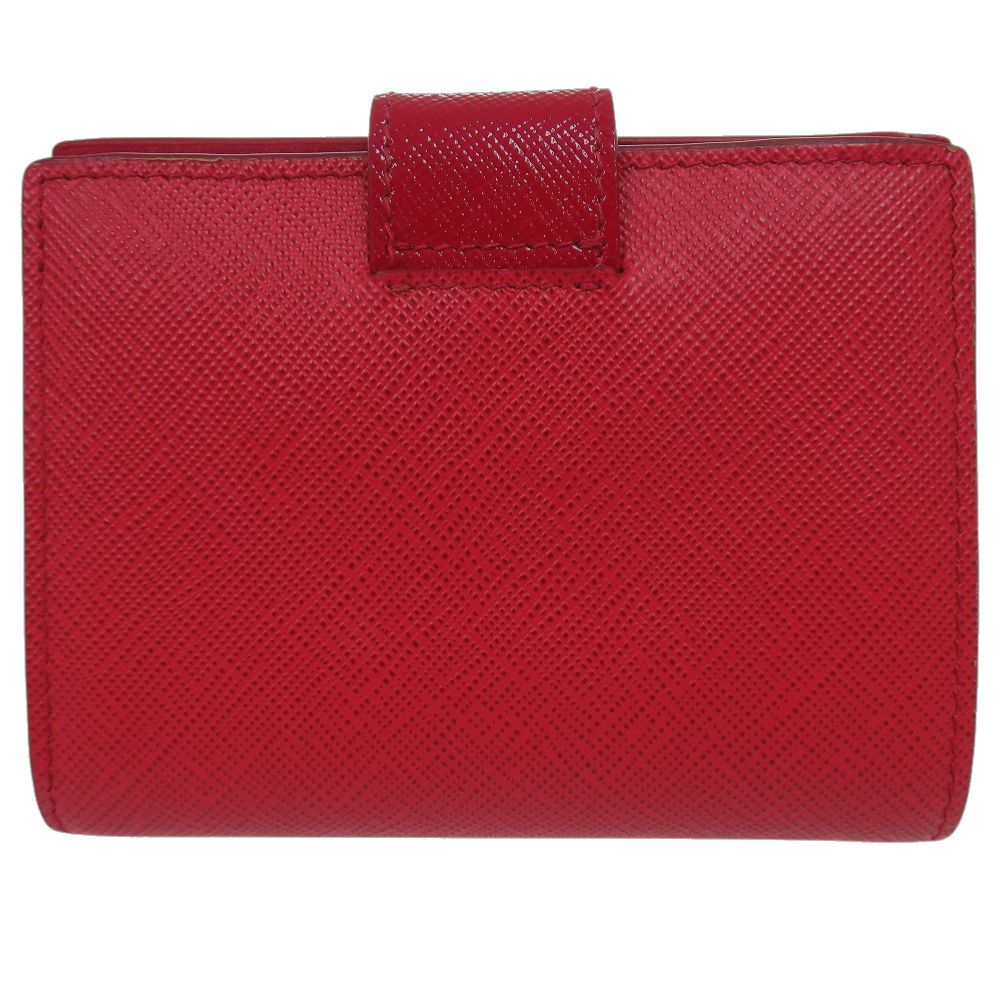 Prada Triangle Logo Saffiano Leather Red Bi Foldwallet — view 2