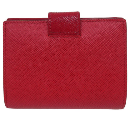 Prada Triangle Logo Saffiano Leather Red Bi Foldwallet — view 2