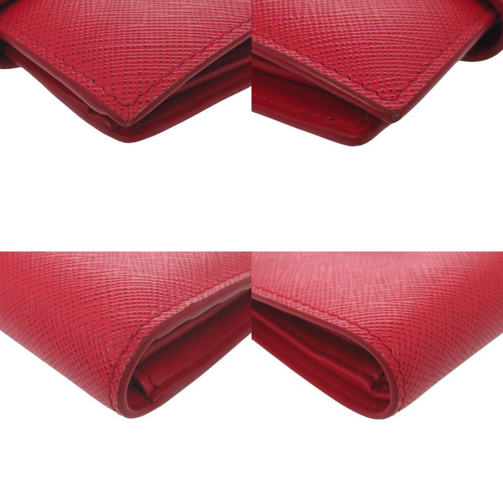 Prada Triangle Logo Saffiano Leather Red Bi Foldwallet — view 3