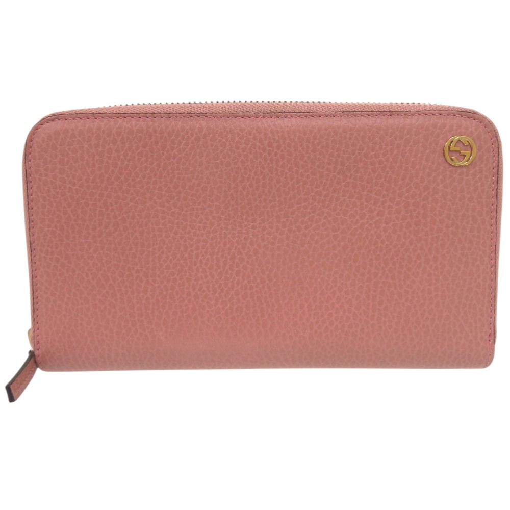 Gucci Zip Around Interlocking Wallet Calf Pink