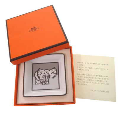 Hermes Plate Square Elephant Hommage a L'afrique Porcelain White — view 2