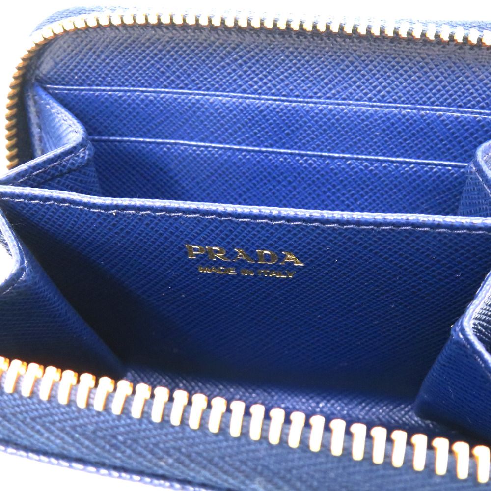 Prada Saffiano Triangle Leather Shoulder Wallet Coin Case Navy — view 6