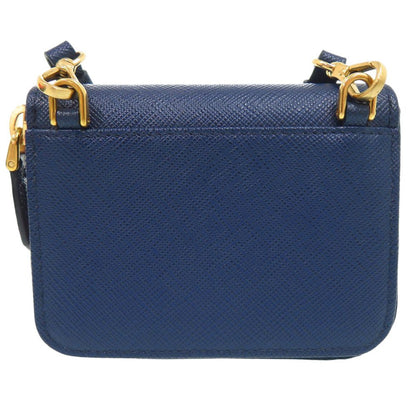 Prada Saffiano Triangle Leather Shoulder Wallet Coin Case Navy — view 3