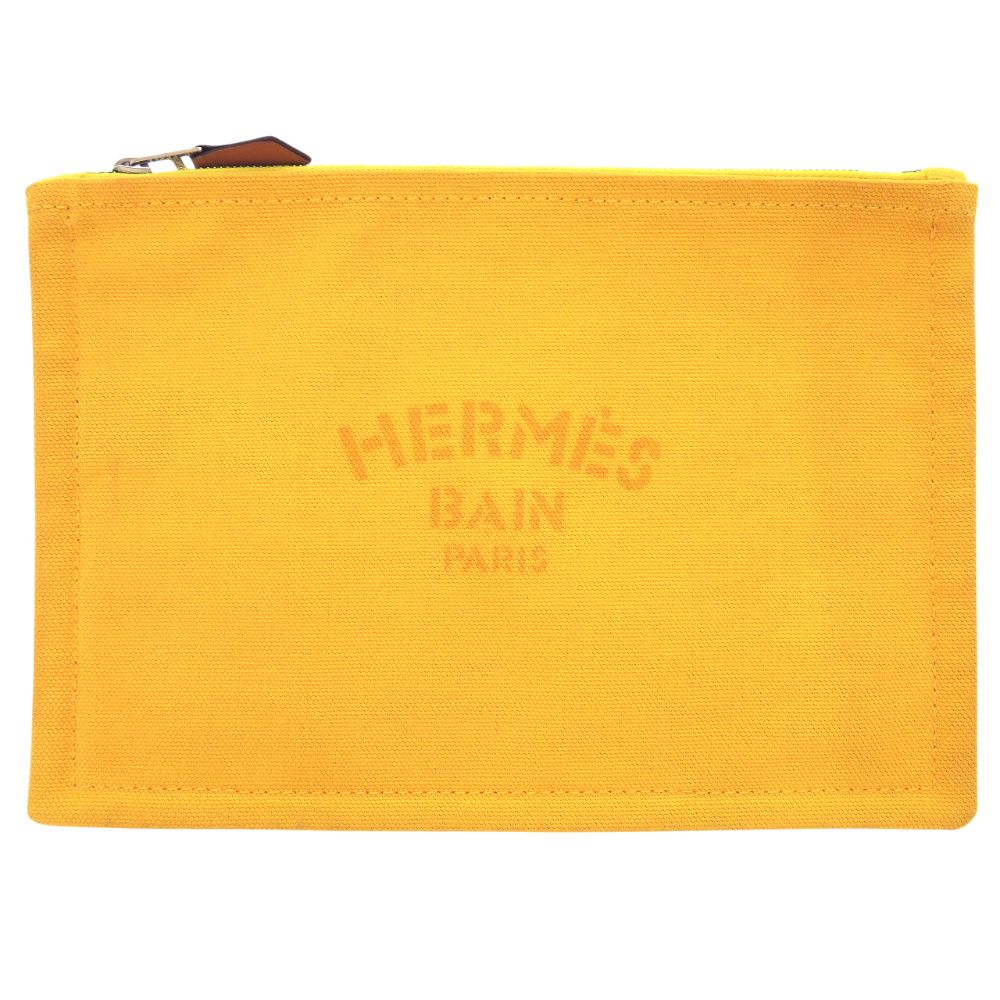 Hermes Flat Pouch PM Cotton Canvas Yellow
