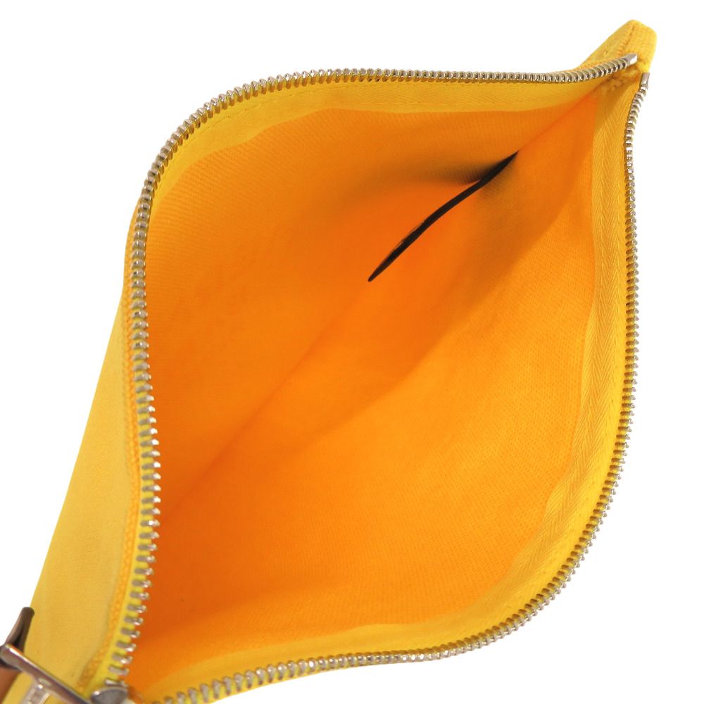 Hermes Flat Pouch PM Cotton Canvas Yellow — view 4