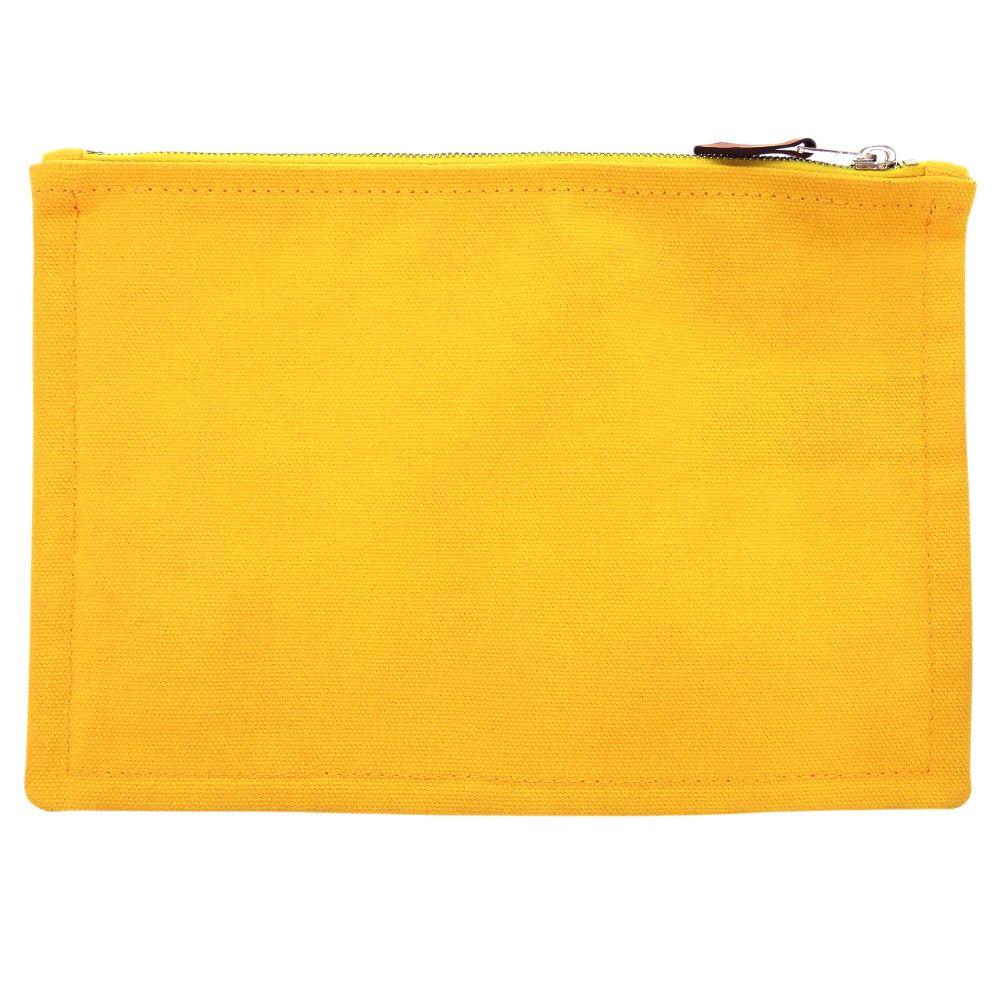Hermes Flat Pouch PM Cotton Canvas Yellow — view 2