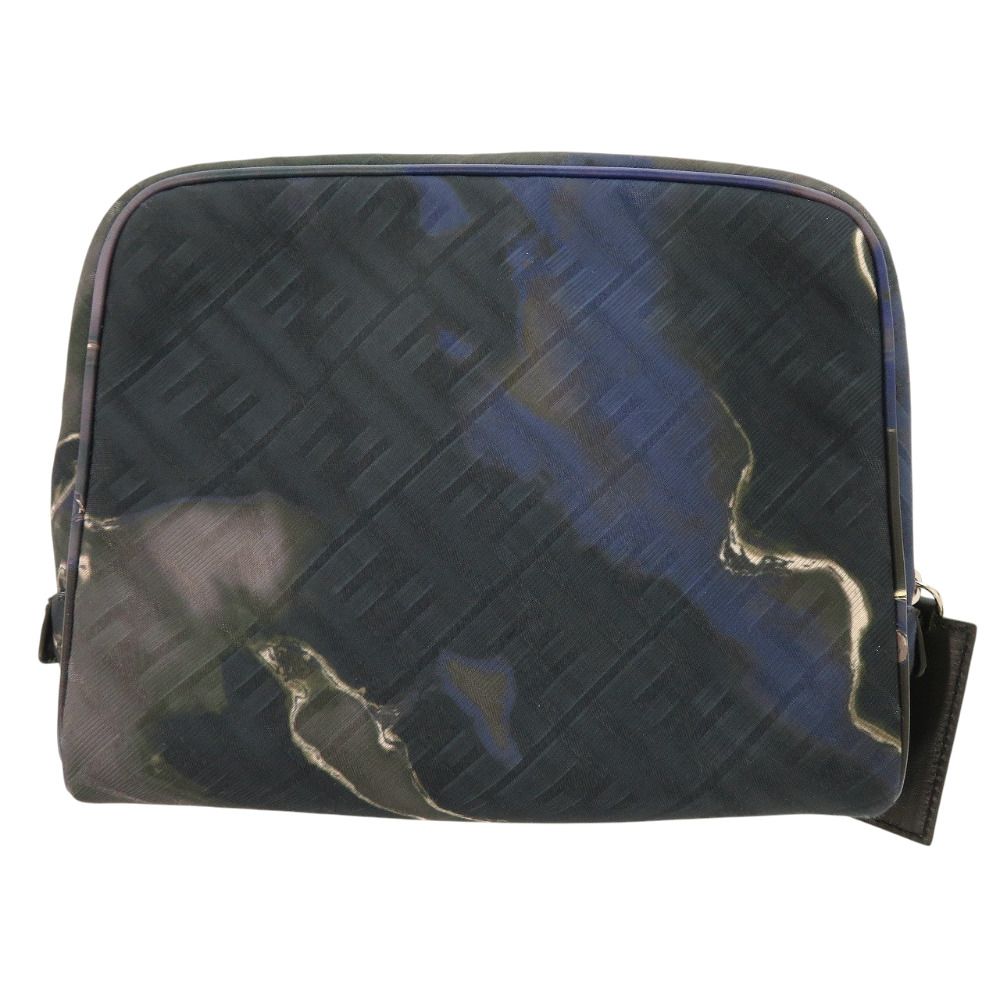 Fendi Zucca Pattern FF Logo Second Bag Fabric Calf Black