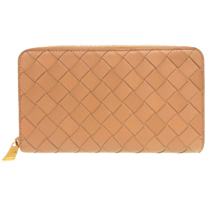 Bottega Veneta Zip Around Maxi Intrecciato Leather Beige Wallet