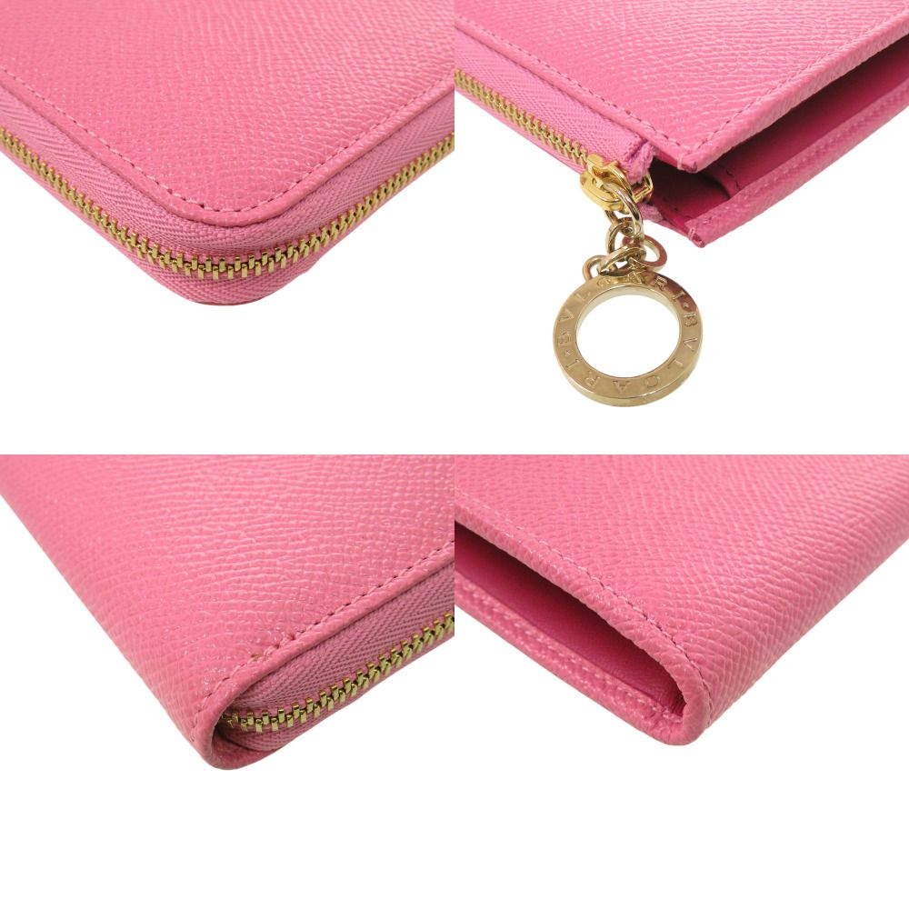 Bvlgari L-shaped Zipper Leather Pink Wallet — view 3