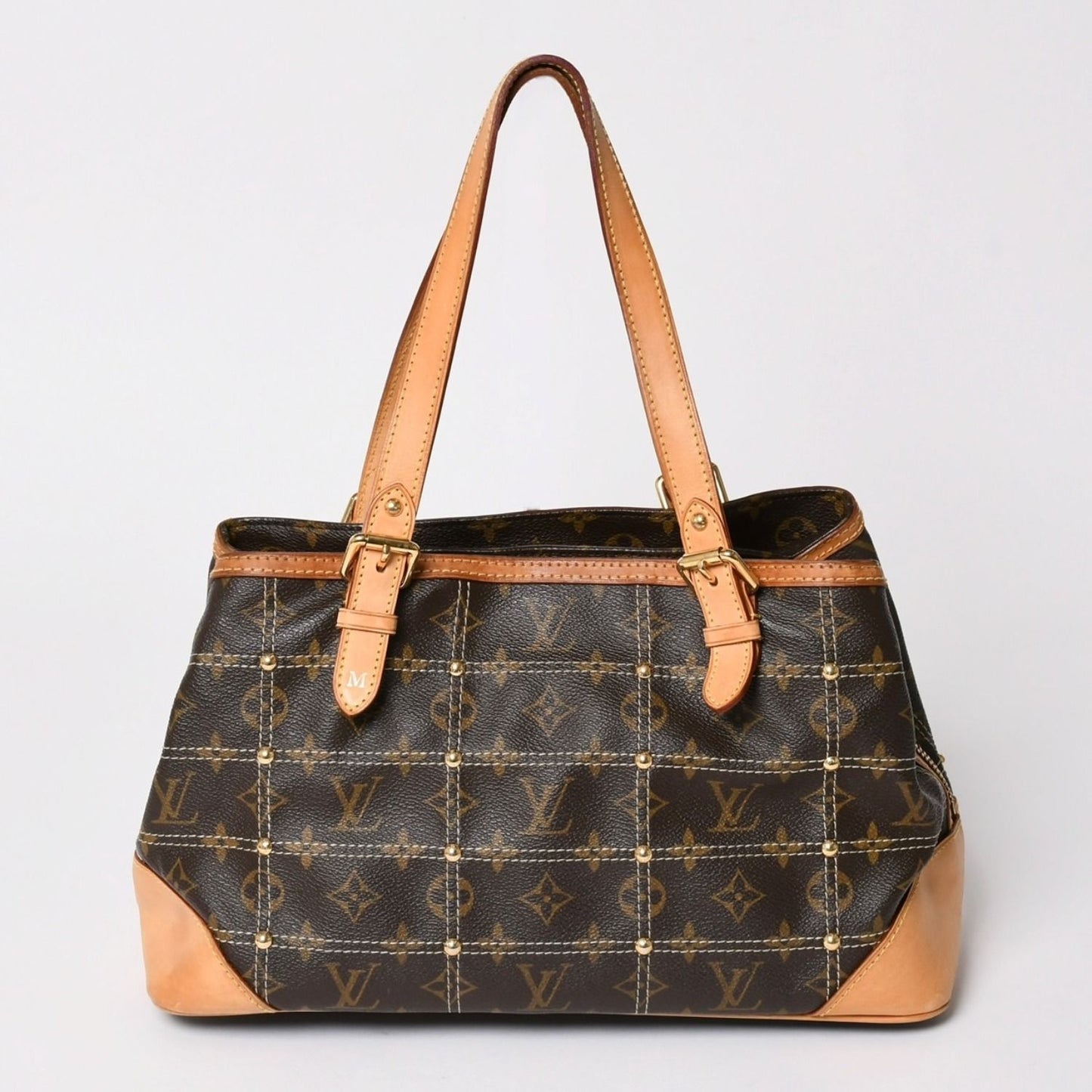 Louis Vuitton Rivet Handbag Monogram Leather Brown Gold — view 2