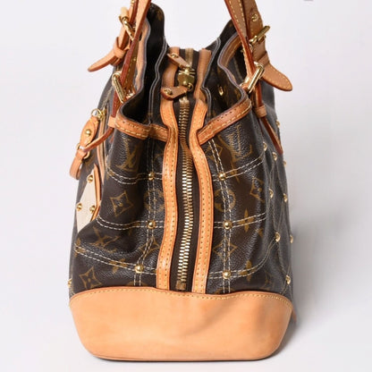 Louis Vuitton Rivet Handbag Monogram Leather Brown Gold — view 4