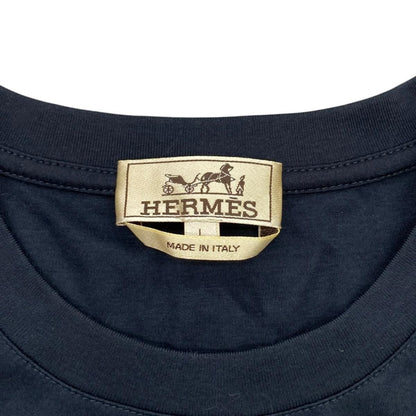 Hermes Short Sleeve T-Shirt Metal Ri Carre L Cotton Mini Patch Marine Navy — view 7