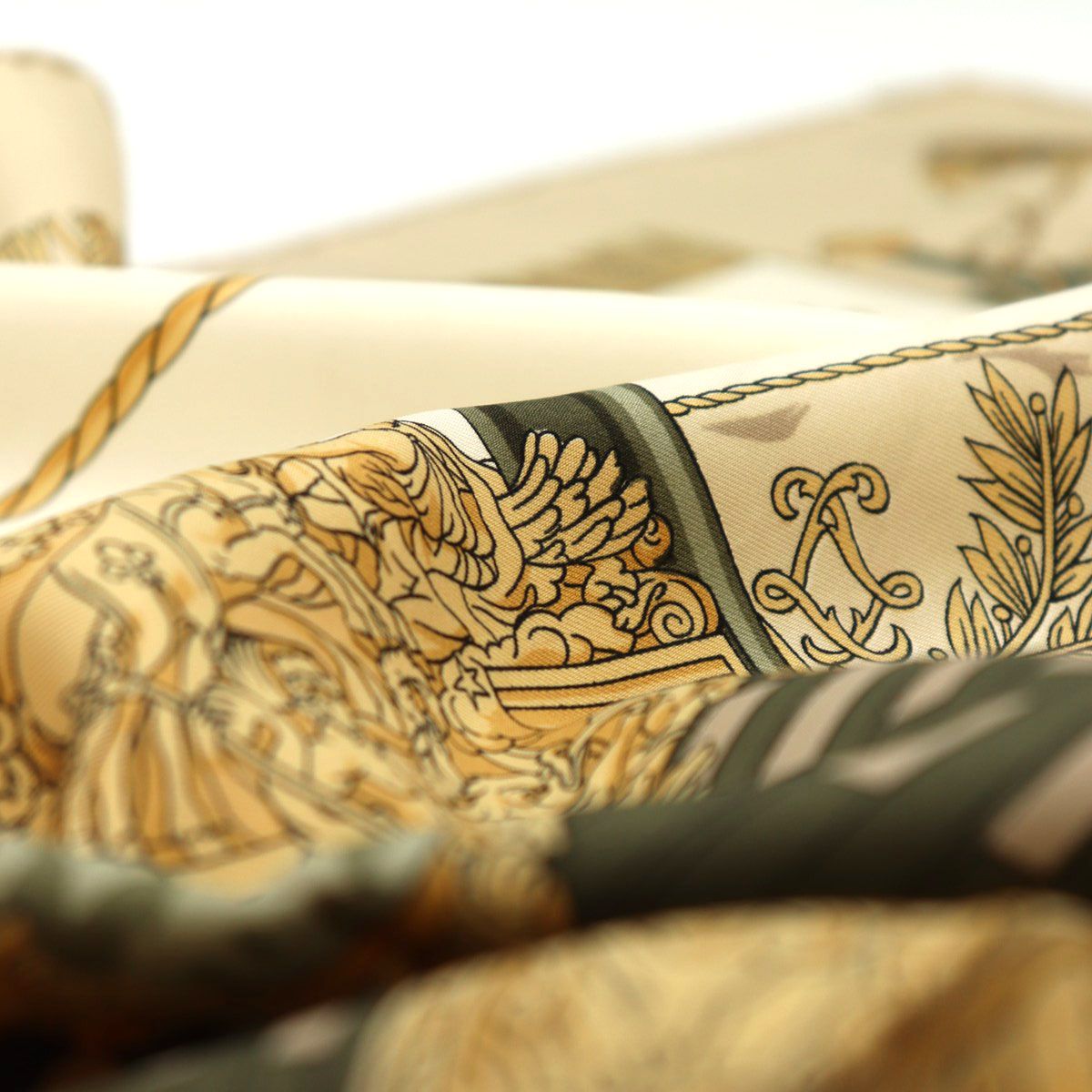 Hermes Carre 90 Scarf Vue du Carosse de Queen's Coronation Silk Beige — view 5