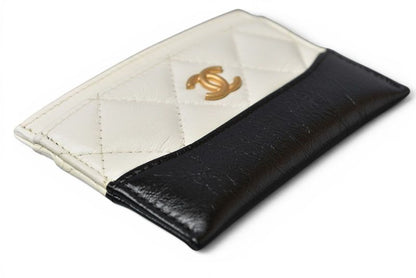 Chanel Card Case Business Holder Gabrielle Quilted Lambskin Calfskin White Black — view 9