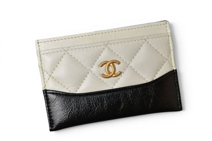 Chanel Card Case Business Holder Gabrielle Quilted Lambskin Calfskin White Black — view 2