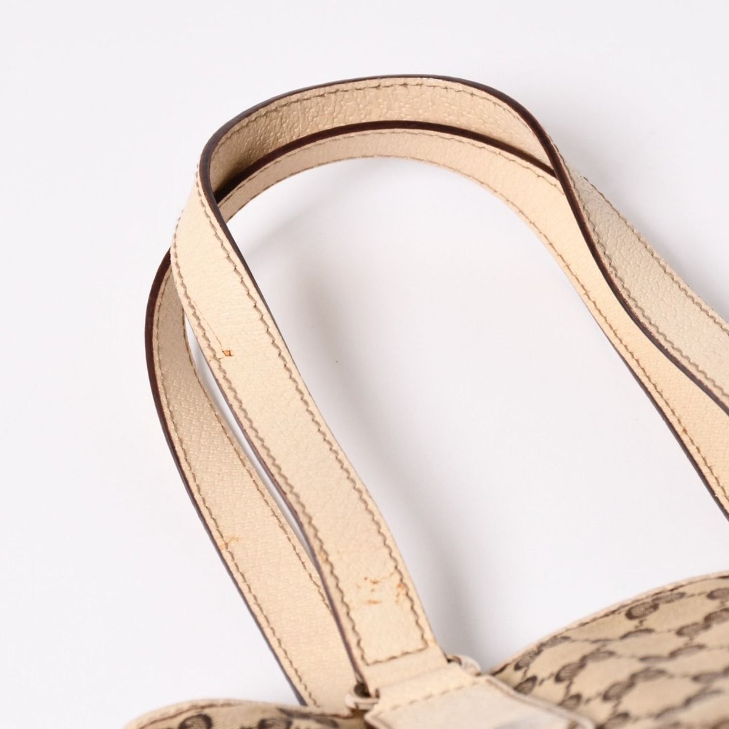 Gucci GG Canvas Tote Shoulder Bag Bucket Shape Leather Ivory Beige — view 6
