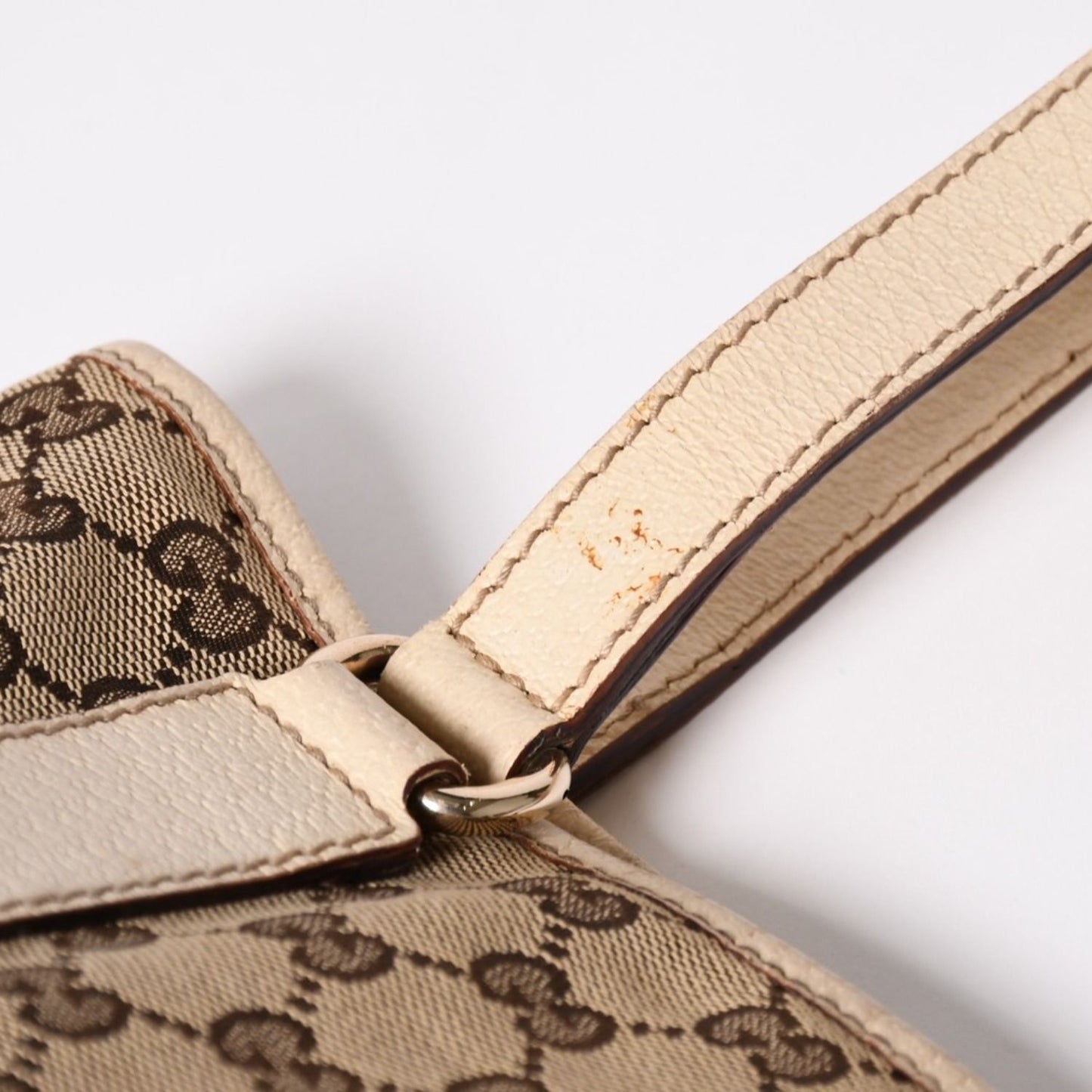 Gucci GG Canvas Tote Shoulder Bag Bucket Shape Leather Ivory Beige — view 7