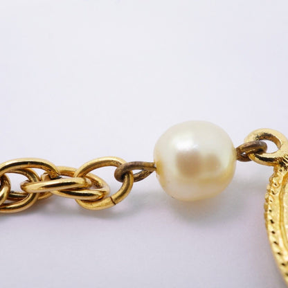 Chanel Necklace Vintage CC Logo Gold Plated Faux Pearl — view 8