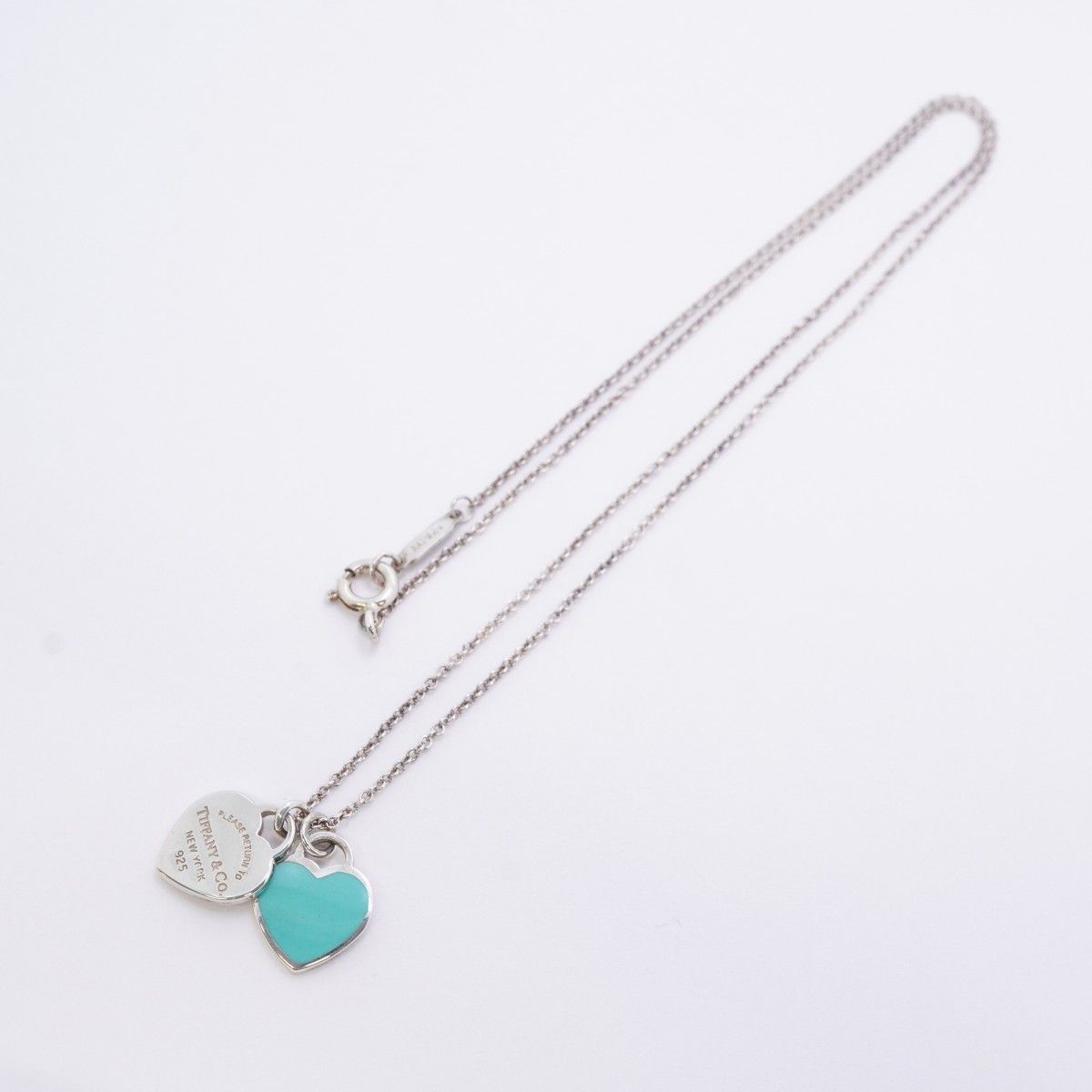 Tiffany & Co Necklace Double Return to Heart 925 Sterling Silver Blue — view 3