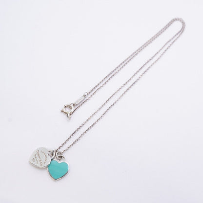 Tiffany & Co Necklace Double Return to Heart 925 Sterling Silver Blue — view 3