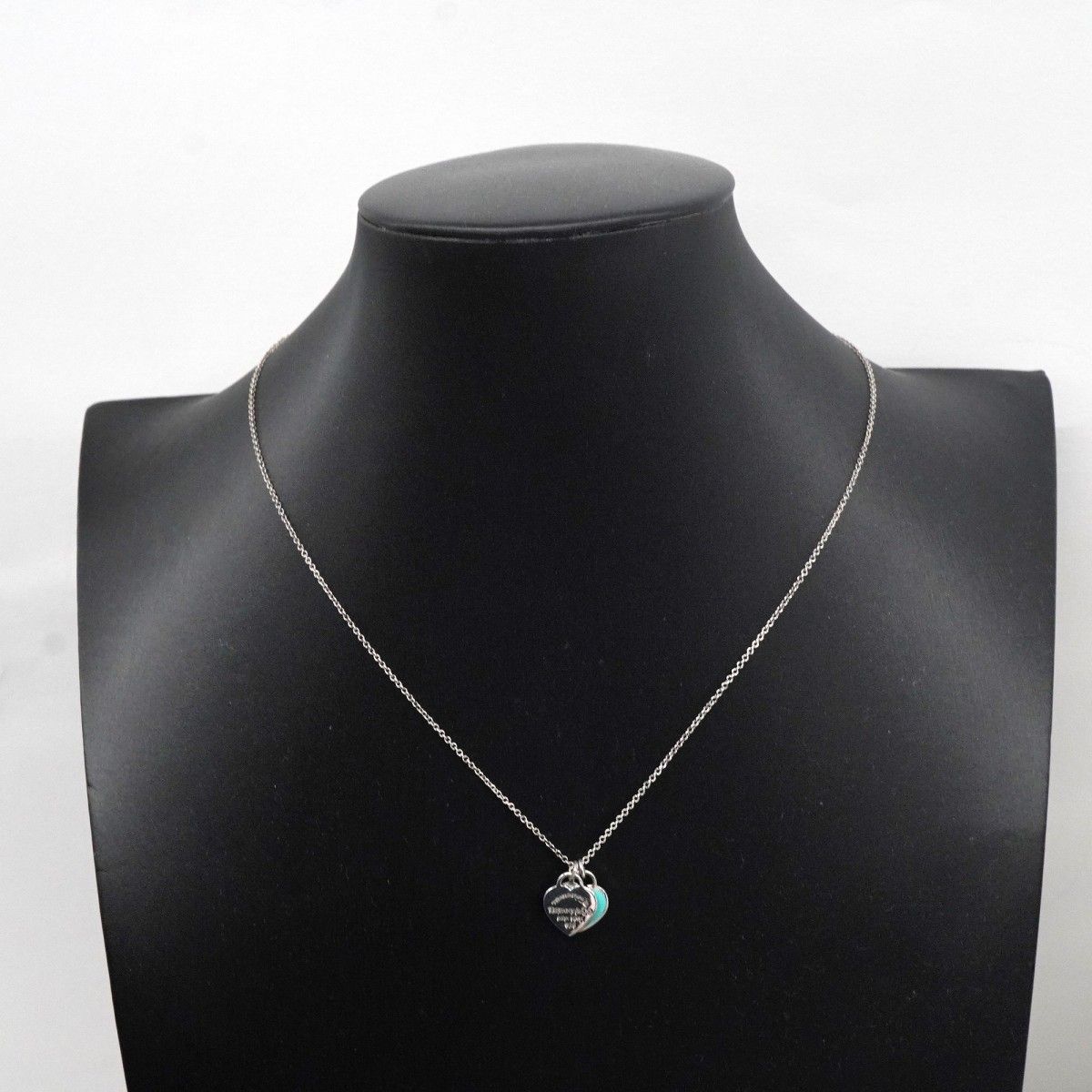 Tiffany & Co Necklace Double Return to Heart 925 Sterling Silver Blue — view 6