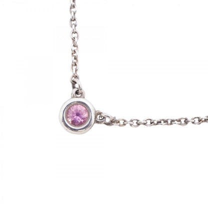 Tiffany & Co Necklace by the Yard 925 Sterling Silver Pink Saffiano
